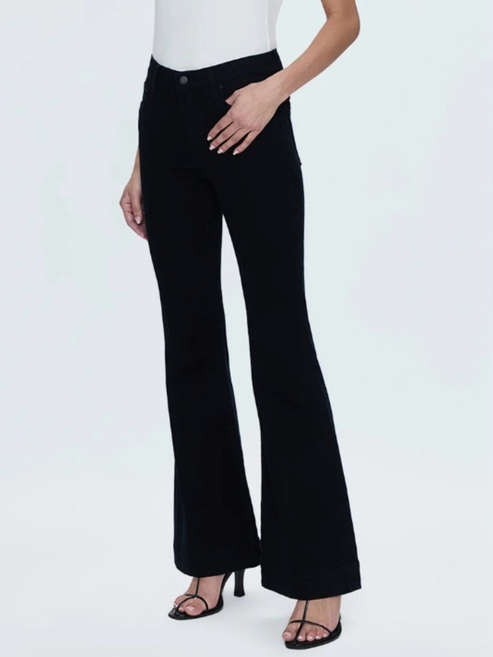 Pistola Kinsley Mid Rise Ultra Flare Jeans Black Ink New